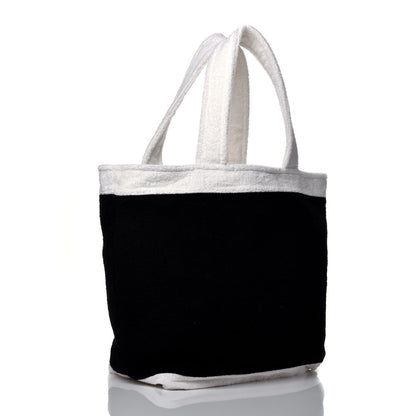 Chanel Terry Cotton CC Beach Tote Towel Set Black White 4 of 10