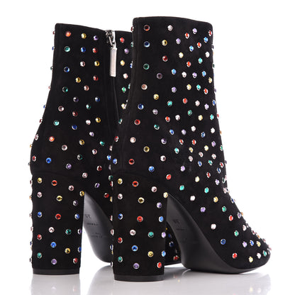Saint Laurent Suede Crystal Betty 95 Ankle Boots 38 Black Multicolor 4 of 8