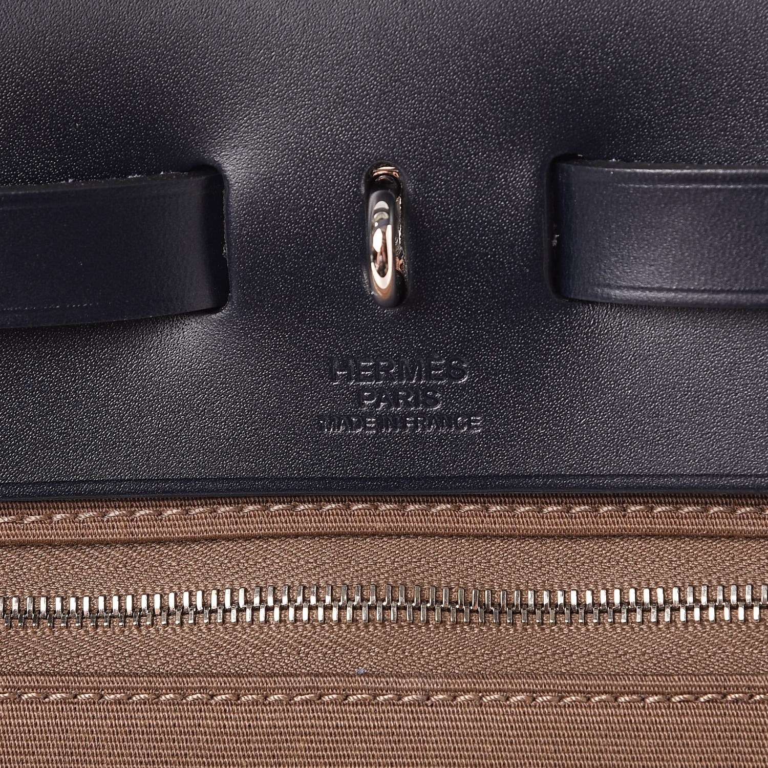 Hermes Vache Hunter Toile Herbag Zip 31 PM Etoupe Bleu Saphir 8 of 10