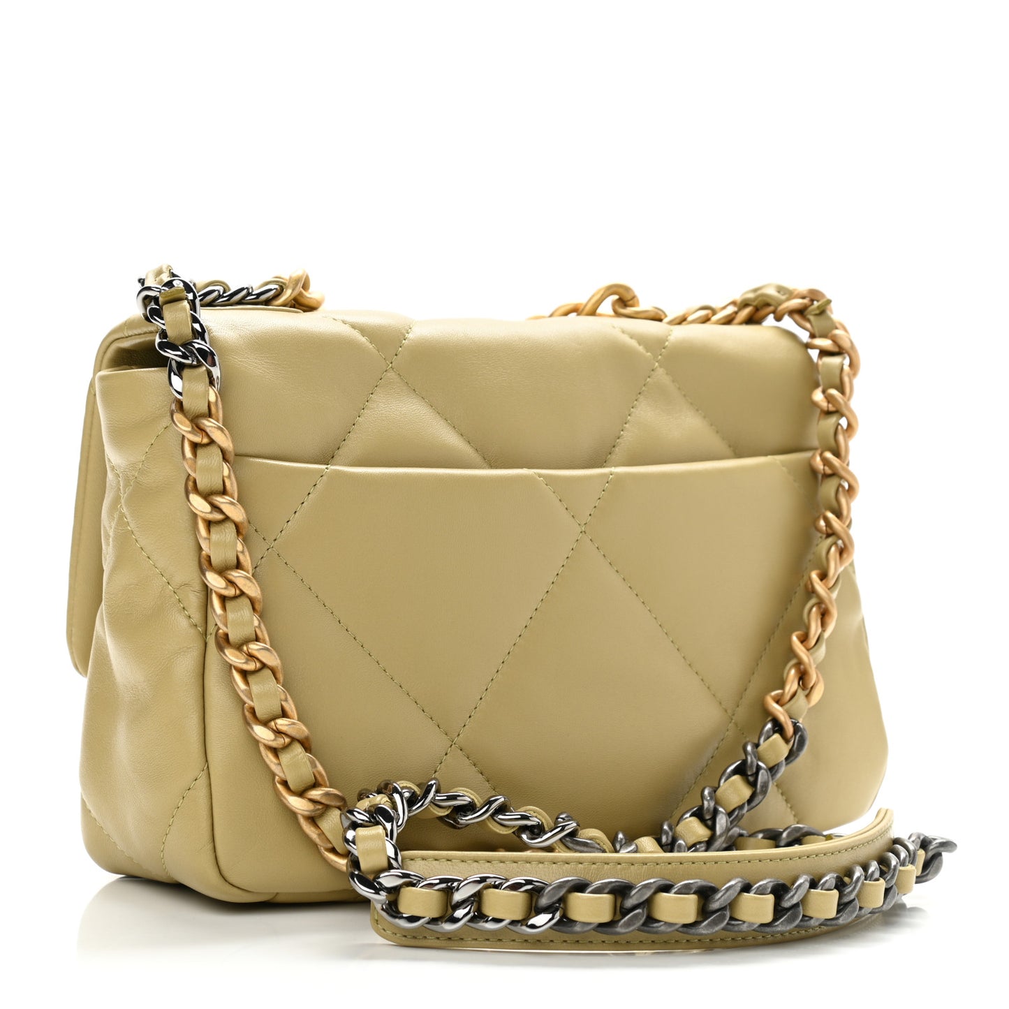 Lambskin Quilted Medium Chanel 19 Flap Light Green