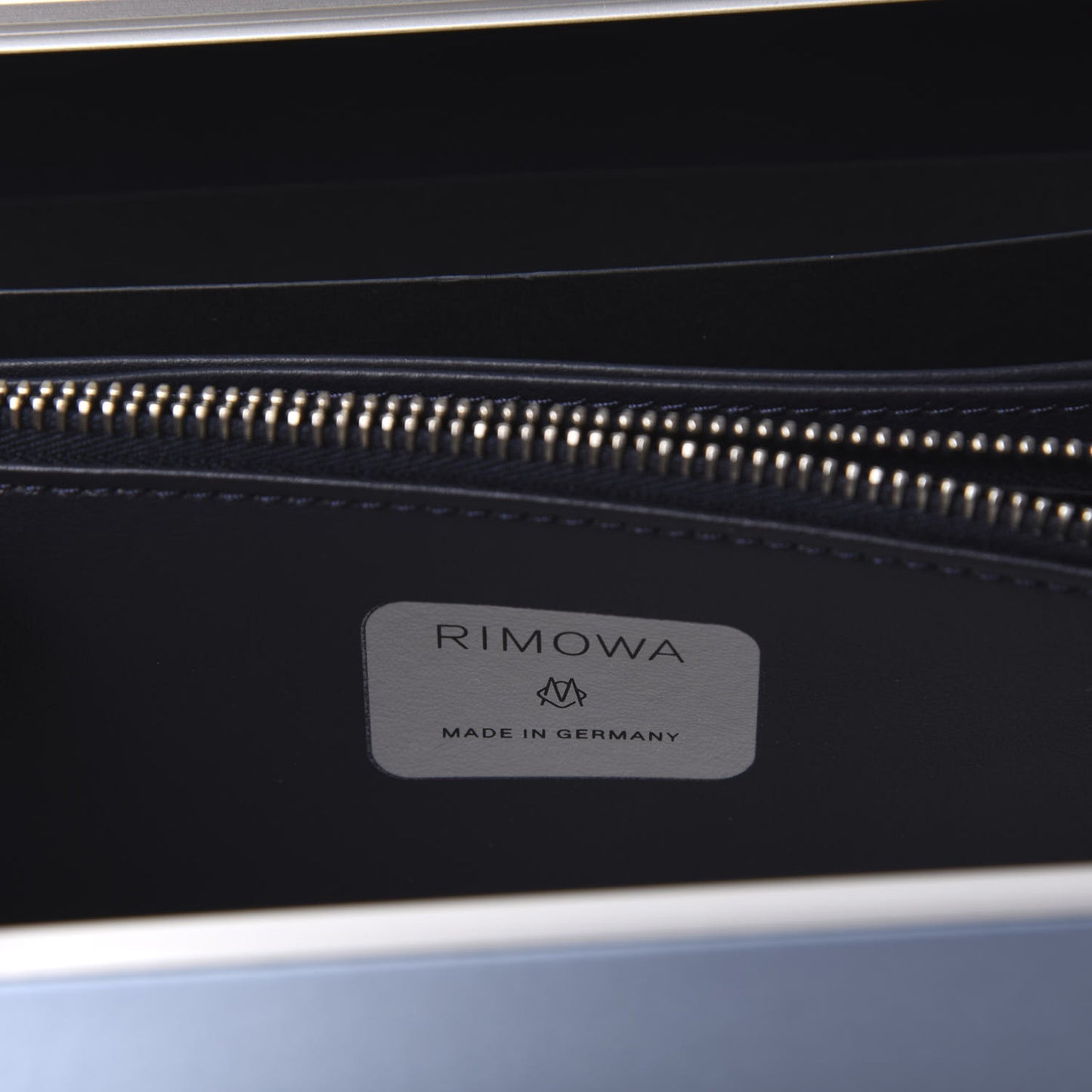 X RIMOWA Aluminum Personal Clutch On Strap Bleu