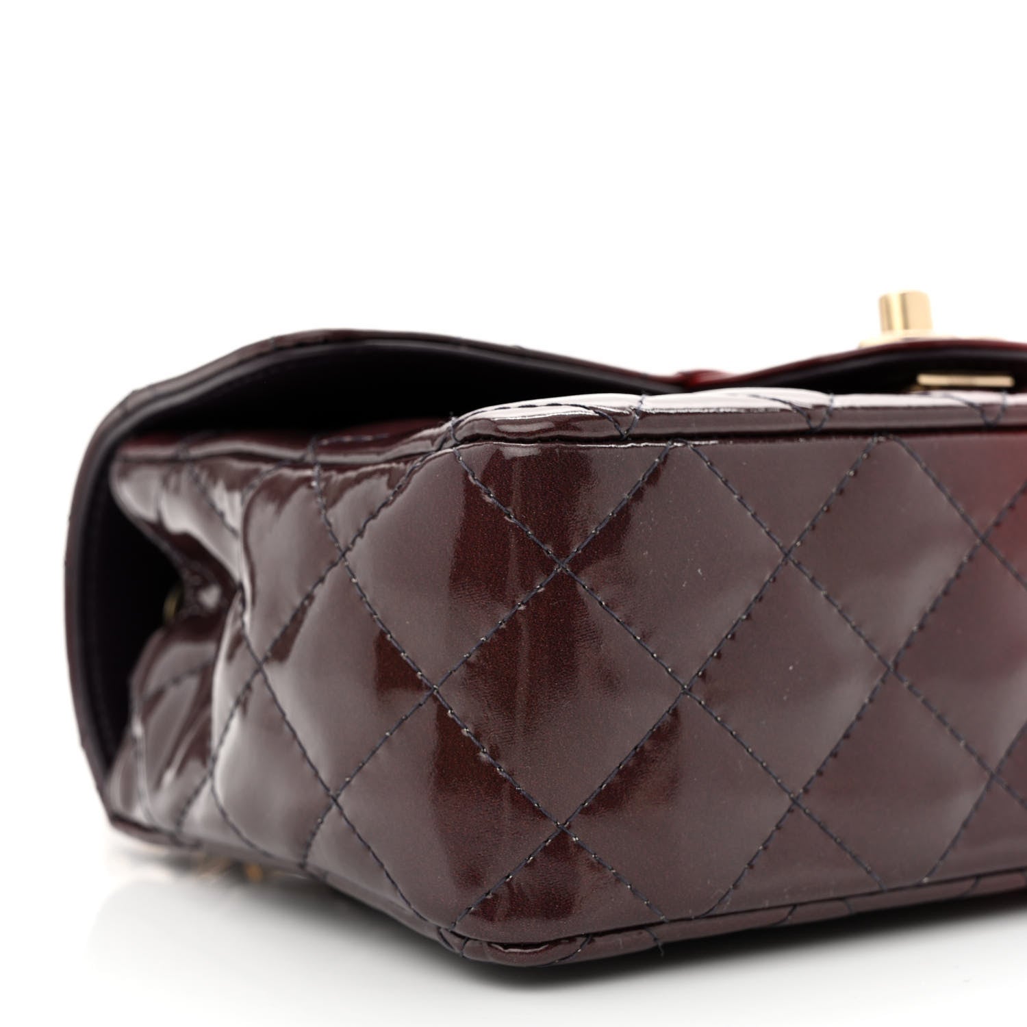 Chanel Shaded Patent Calfskin Quilted Mini Rectangular Flap Red Yellow Dark Purple 9 of 11