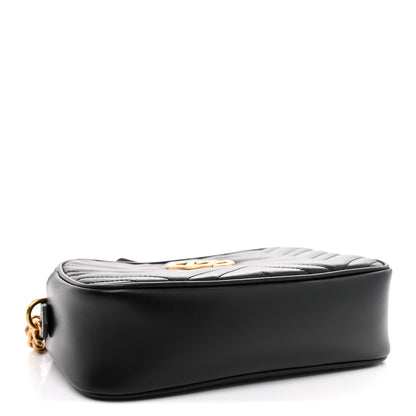 Gucci Calfskin Matelasse Small GG Marmont Chain Shoulder Bag Black 4 of 11