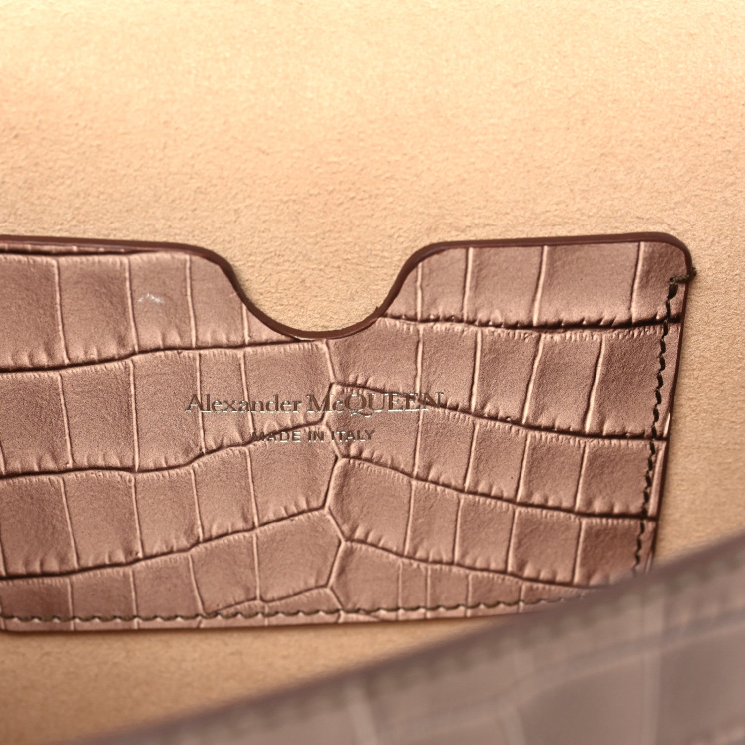Alexander McQueen Calfskin Crocodile Embossed Skull Mini Crossbody Bag Brown 6 of 9
