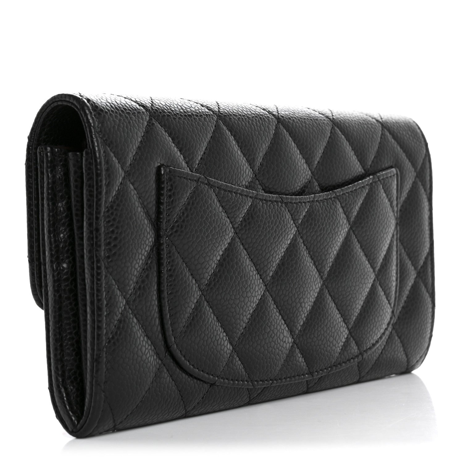 Chanel Caviar Quilted Large Gusset Flap Wallet Black 3 of 8