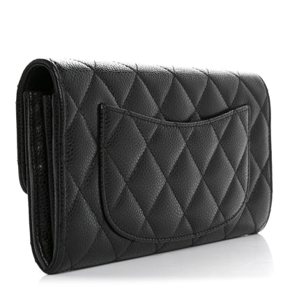 Chanel Caviar Quilted Large Gusset Flap Wallet Black 3 of 8