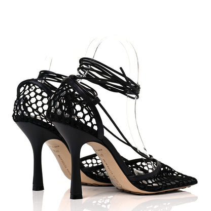 Bottega Veneta Mesh Nappa Stretch Ankle Tie Sandals 37.5 Black 4 of 8