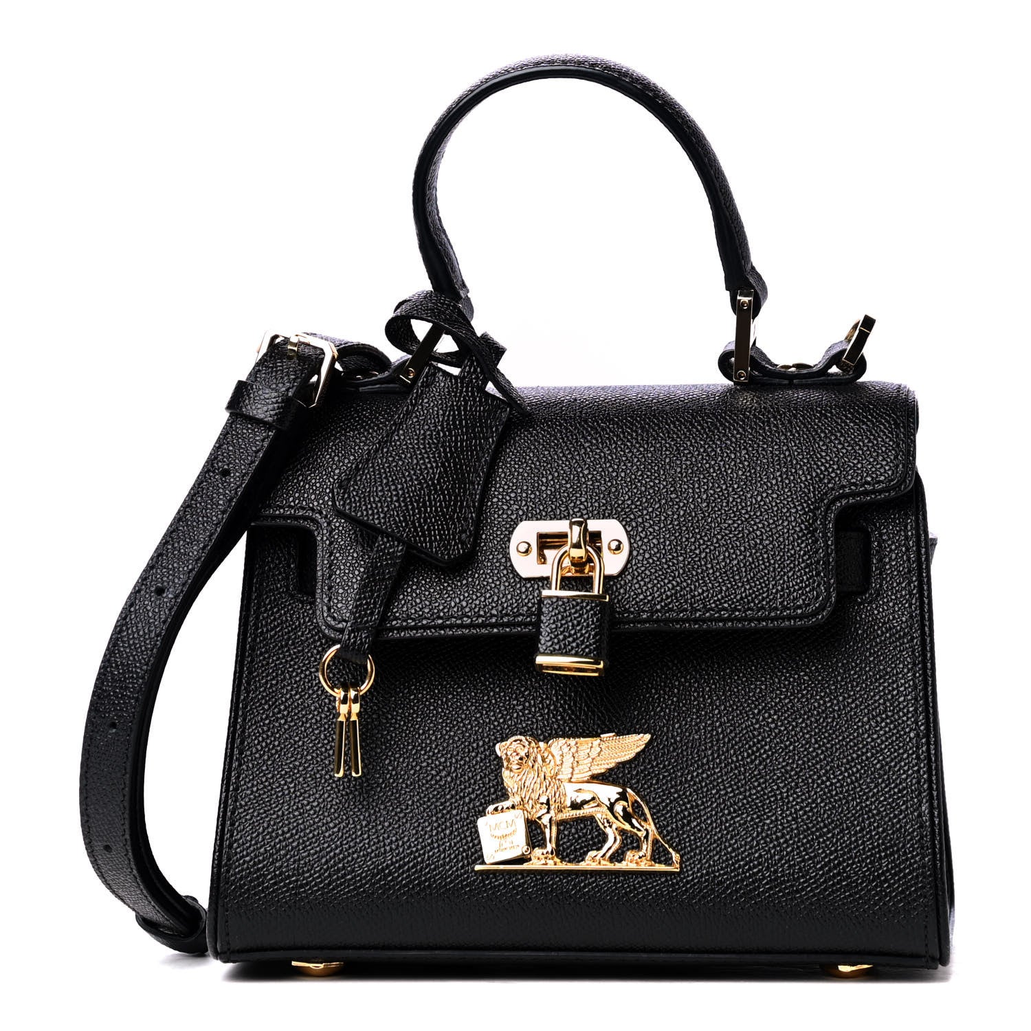 MCM Saffiano X-Mini Heritage Top Handle Satchel Black 1 of 5