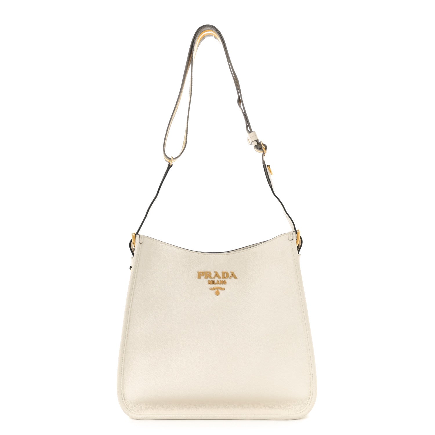 Prada Vitello Daino Soft Hobo Messenger Bag White 1 of 11