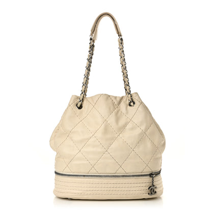 Chanel Lambskin Stitched Expandable Tote White 1 of 10