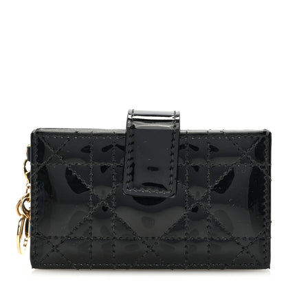 Christian Dior Patent Cannage Lady Dior 5-Gusset Card Holder Black 1 of 7