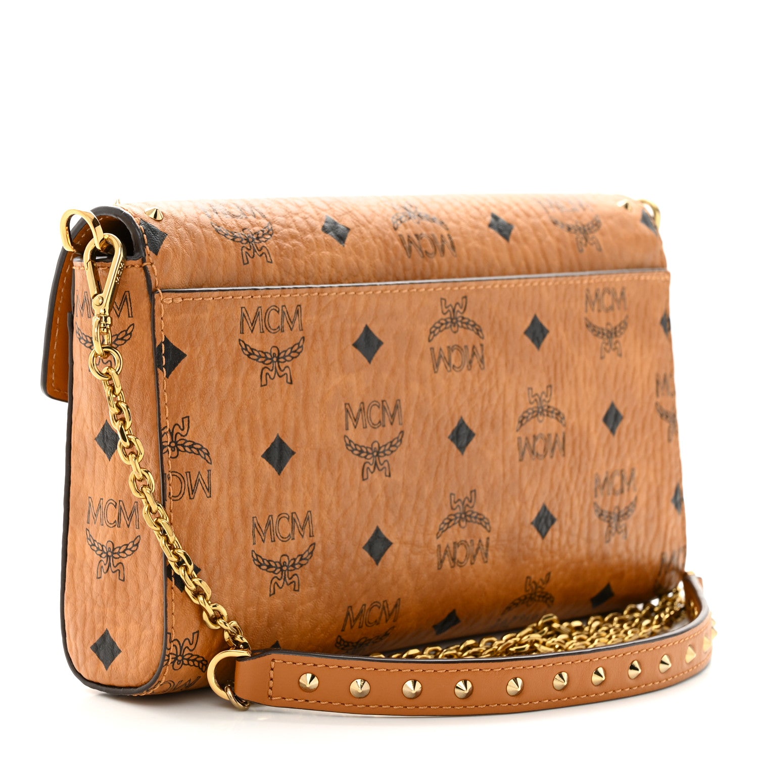 MCM Visetos Studded Medium Tracy Crossbody Cognac 3 of 10
