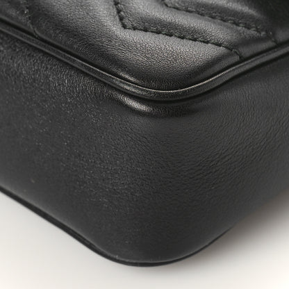 Gucci Calfskin Matelasse Super Mini GG Marmont Shoulder Bag Black 9 of 9