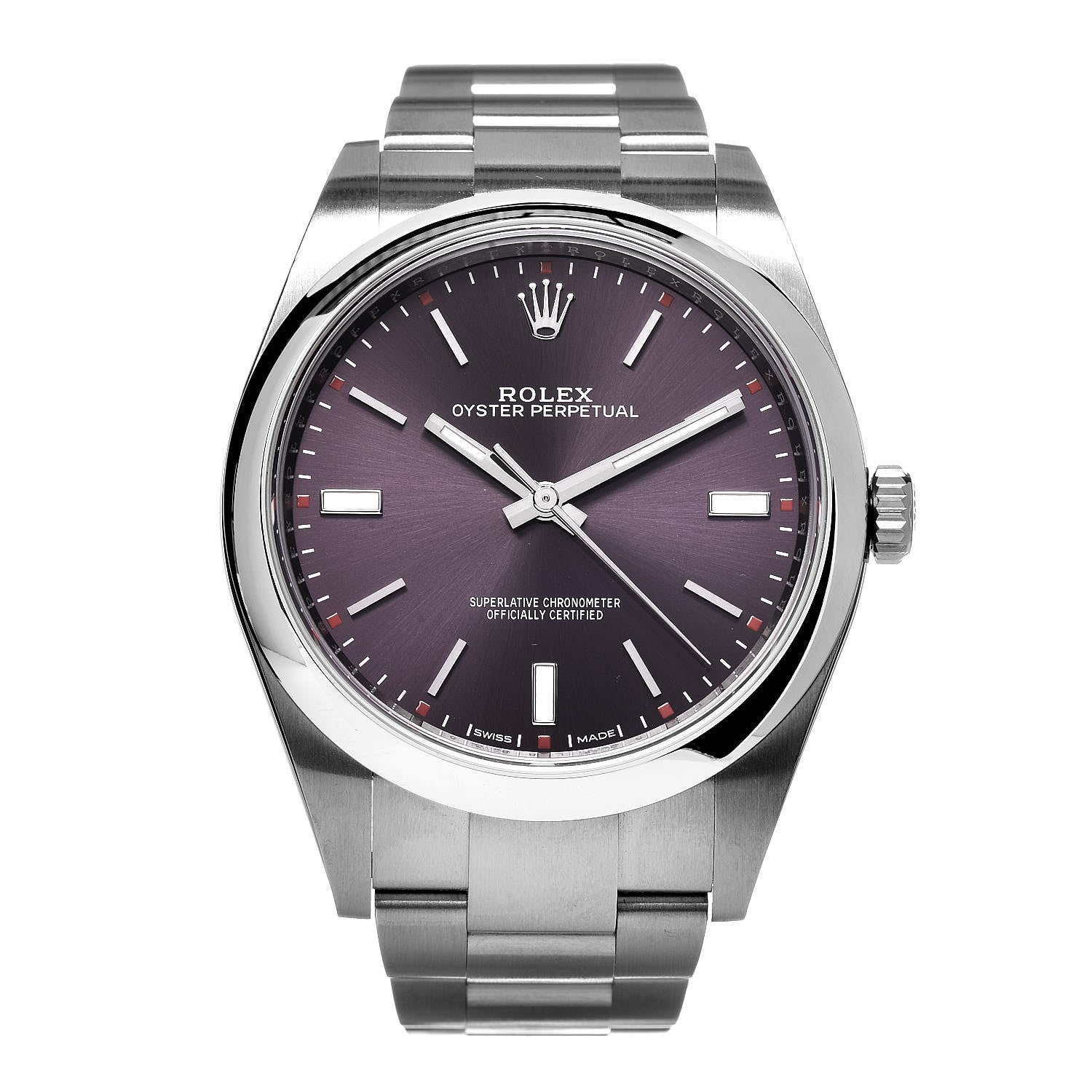Rolex Stainless Steel 39mm Oyster Perpetual Watch Red Grape 114300 1 of 8