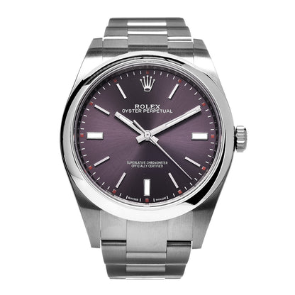 Rolex Stainless Steel 39mm Oyster Perpetual Watch Red Grape 114300 1 of 8