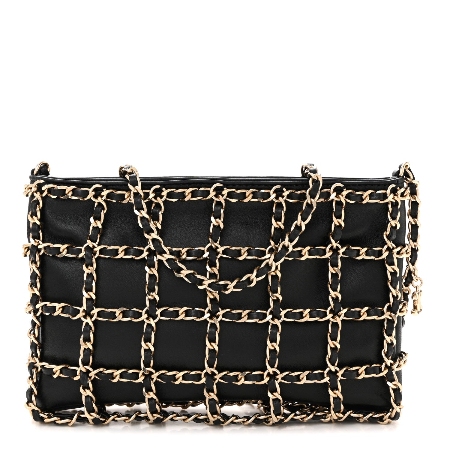 Chanel Lambskin Chain Frame Shoulder Bag Black 1 of 10