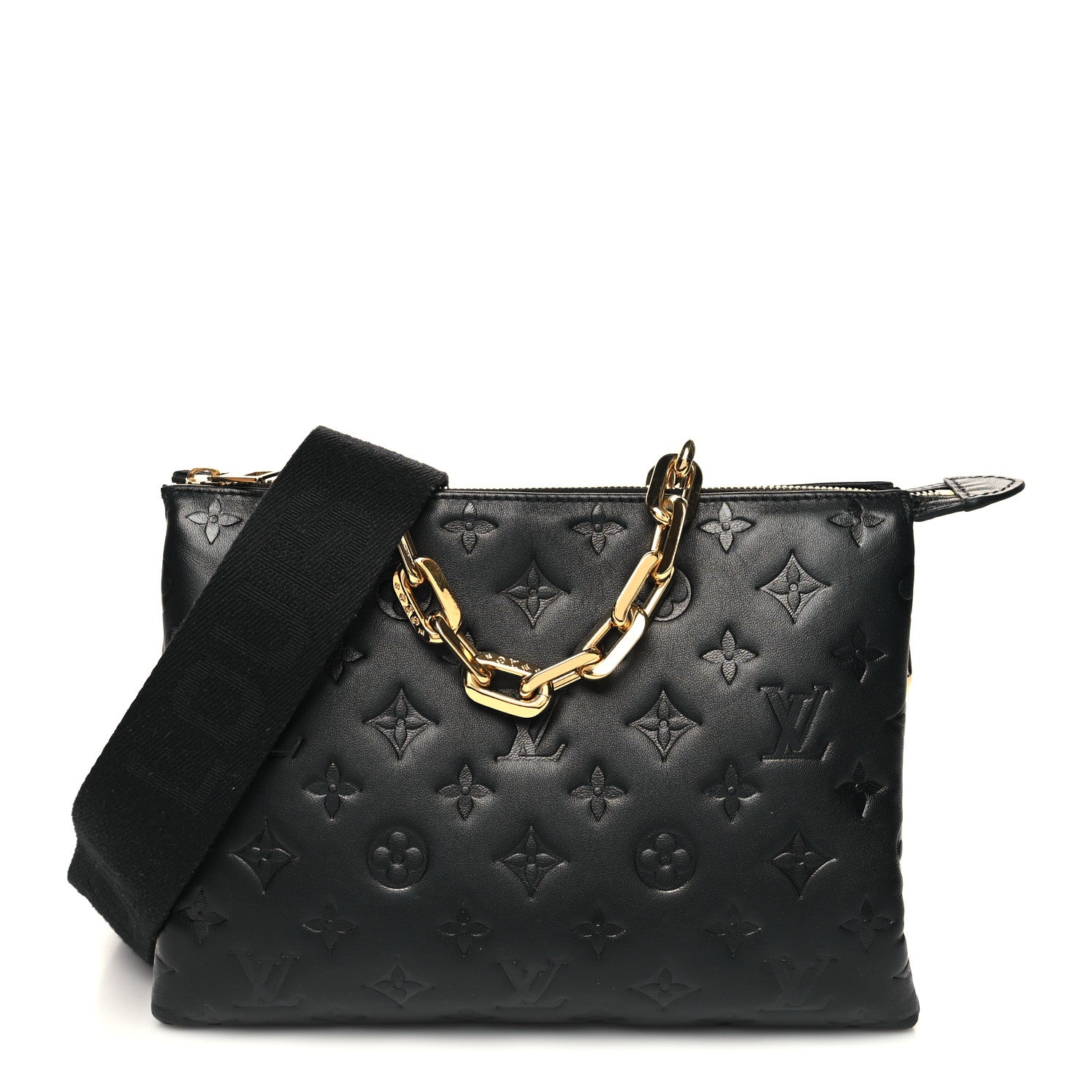 Louis Vuitton Lambskin Embossed Monogram Coussin PM Black 1 of 11
