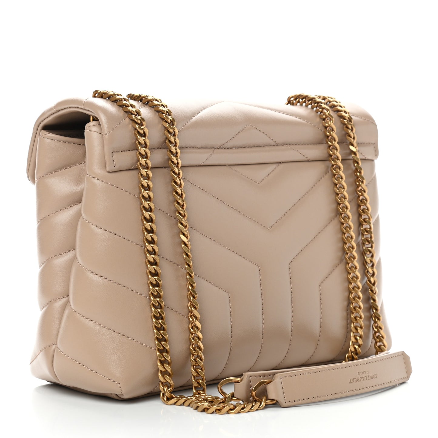 Calfskin Y Quilted Monogram Small Loulou Chain Satchel Dark Beige