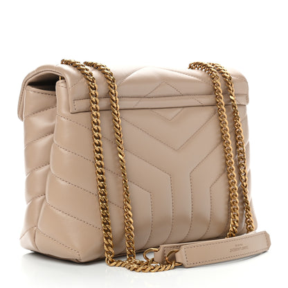 Saint Laurent Calfskin Y Quilted Monogram Small Loulou Chain Satchel Dark Beige 3 of 9