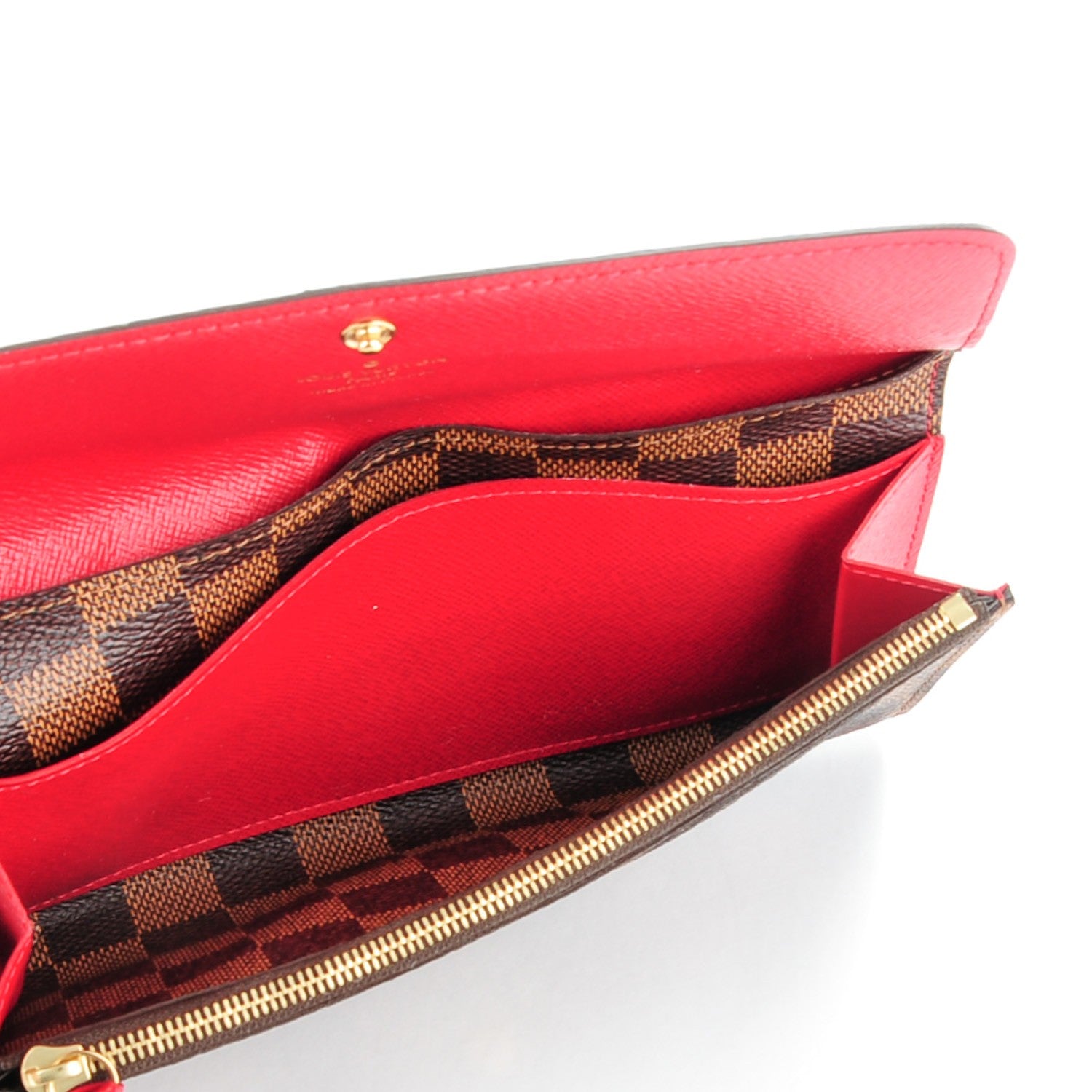 Louis Vuitton Damier Ebene Emilie Wallet Red 5 of 7