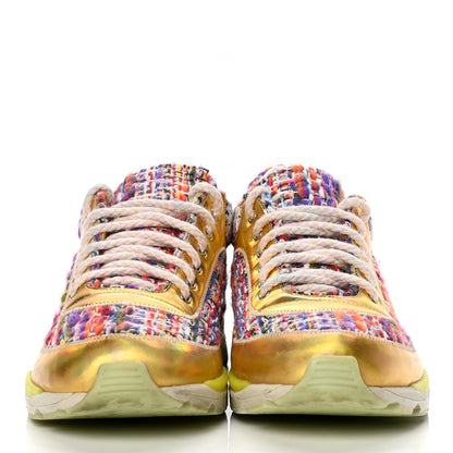 Chanel Tweed Lambskin Runway Sneakers 39 Silver Multicolor 2 of 8
