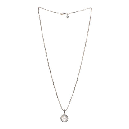David Yurman Sterling Silver Diamond Pearl 8mm Cerise Pendant Necklace 3 of 4