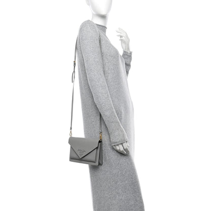 Prada Saffiano City Calfskin Monochrome Envelope Crossbody Nube 2 of 11