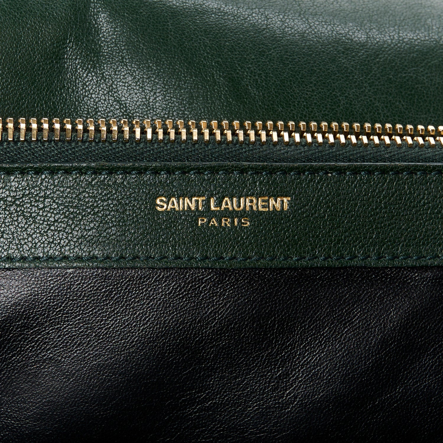 Saint Laurent Sheepskin Matelasse Chevron Monogram Large College Satchel Dark Green 6 of 15