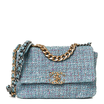 Chanel Tweed Quilted Medium Chanel 19 Flap Blue Multicolor 1 of 9
