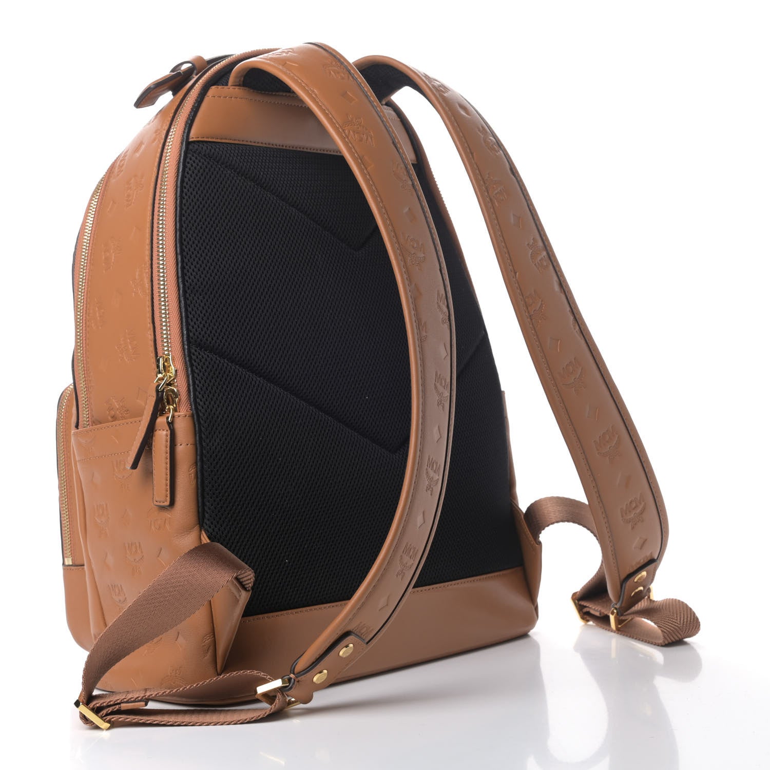 MCM Calfskin Ottomar Monogram Medium Backpack Cognac 2 of 6