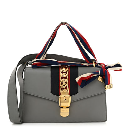 Gucci Calfskin Small Sylvie Shoulder Bag Deep Grey 1 of 18