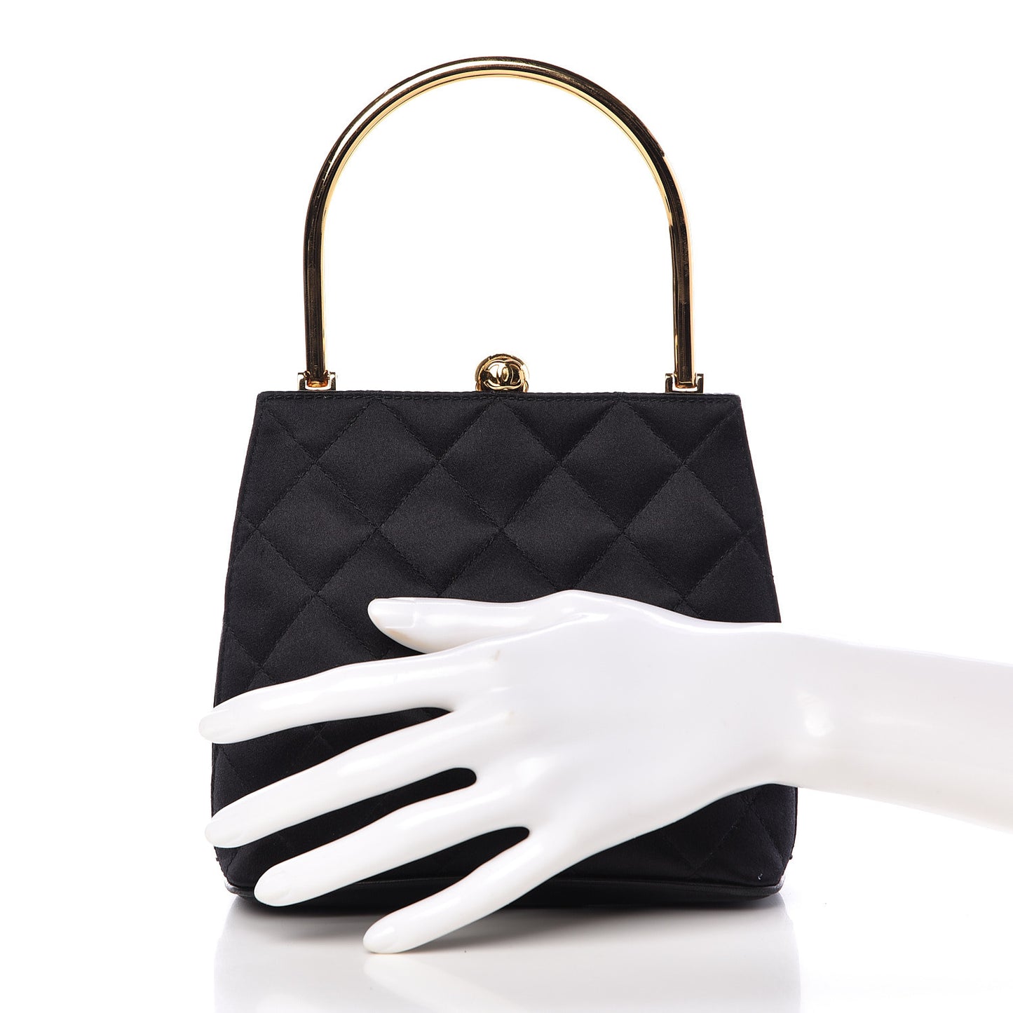Satin Quilted Evening Bag Black
