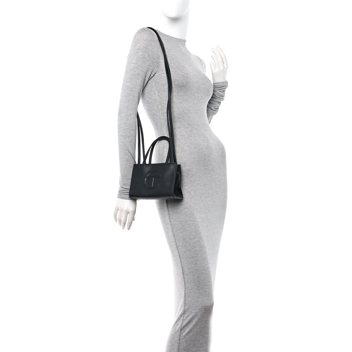 Vegan Leather Small Shopping Bag Black
