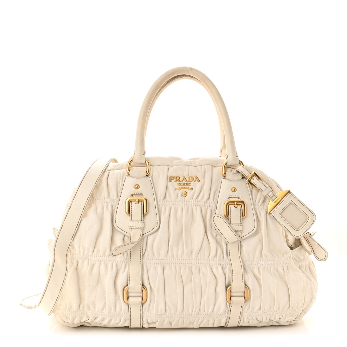 Nappa Gaufre Shopping Satchel White