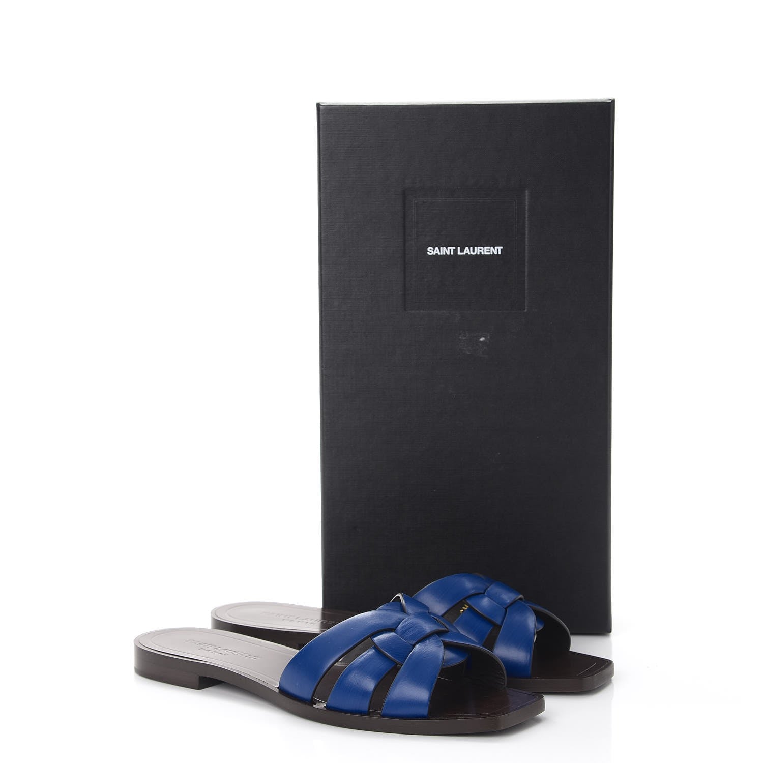 Saint Laurent Calfskin Nu Pied 05 Slide Sandals 37 Blue Majorelle 9 of 9