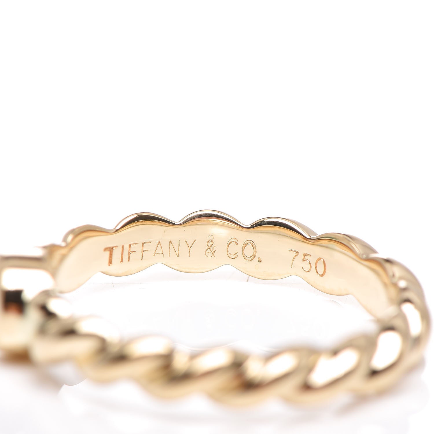 Tiffany 18K Yellow Gold Diamond Twist Solitaire Ring 46 3.75 5 of 5