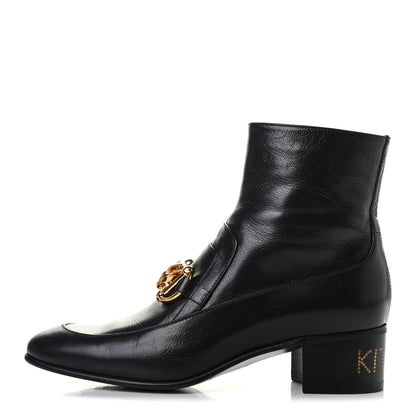 Gucci Goatskin Kitten Chain Horsebit Ankle Boots 39.5 Black 1 of 5