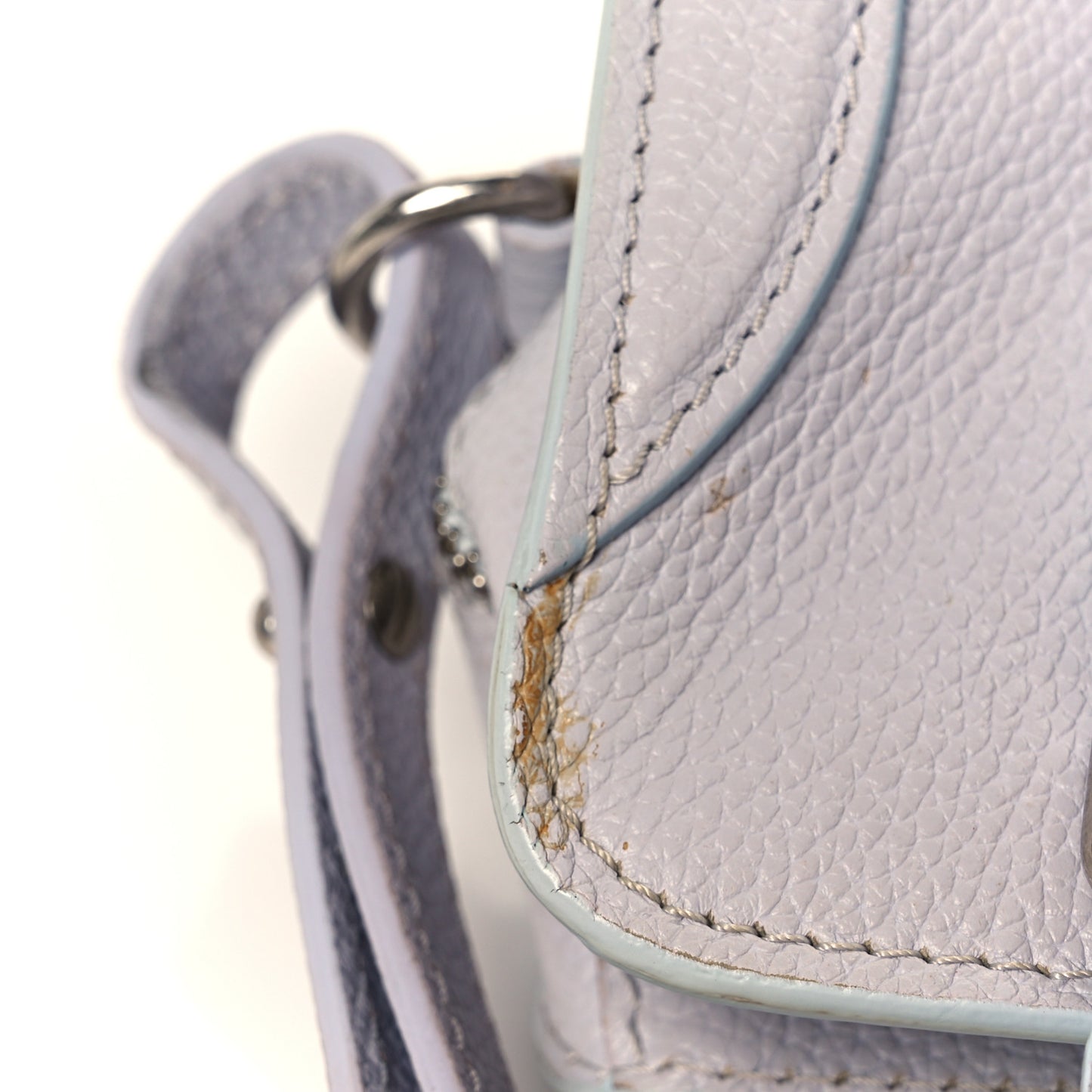 Pebbled Calfskin Mini Skull Padlock Zip Around Tote Lavender