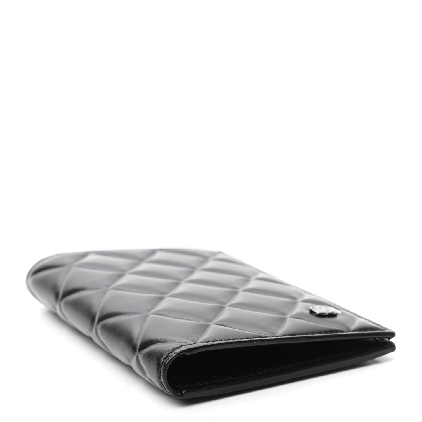 Calfskin Quilted Passport Holder Black