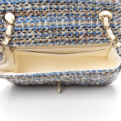 Chanel Tweed Quilted Mini Rectangular Flap Blue Multicolor 5 of 9