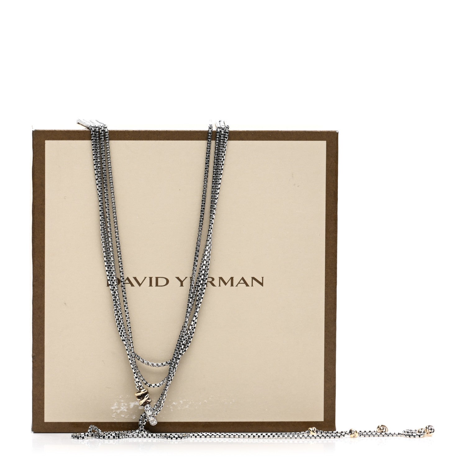 David Yurman Sterling Silver 18K Yellow Gold Diamond Petite Helena Y Necklace 6 of 6