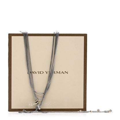 David Yurman Sterling Silver 18K Yellow Gold Diamond Petite Helena Y Necklace 6 of 6