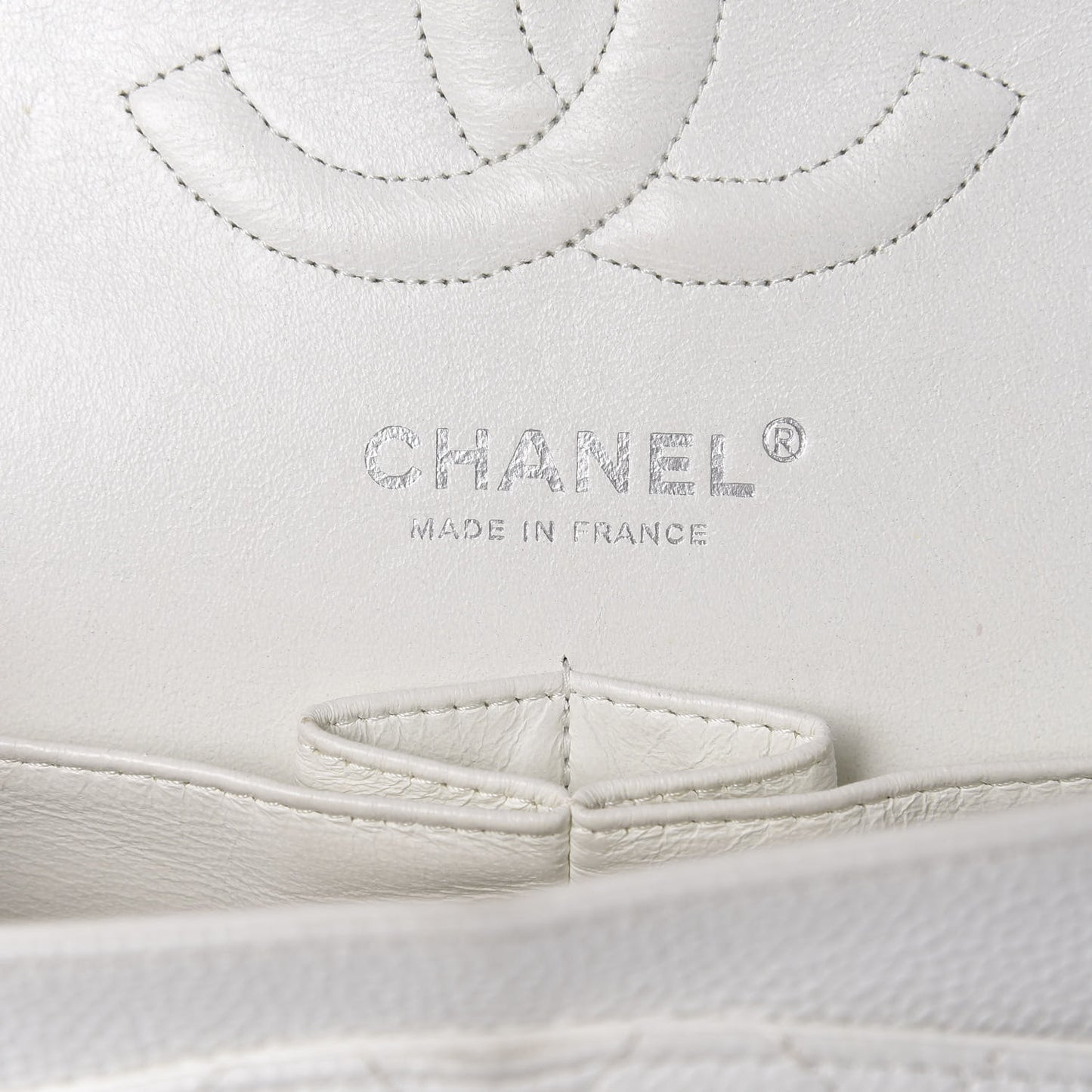 Caviar Quilted Medium Double Flap White