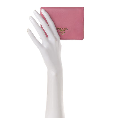 Prada Saffiano Metal Bi-Fold Wallet Geranio 2 of 8