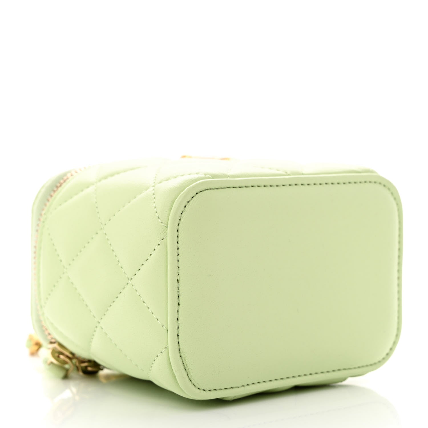 Chanel Lambskin Quilted Pearl Crush Mini Vanity Case With Chain Light Green 4 of 13