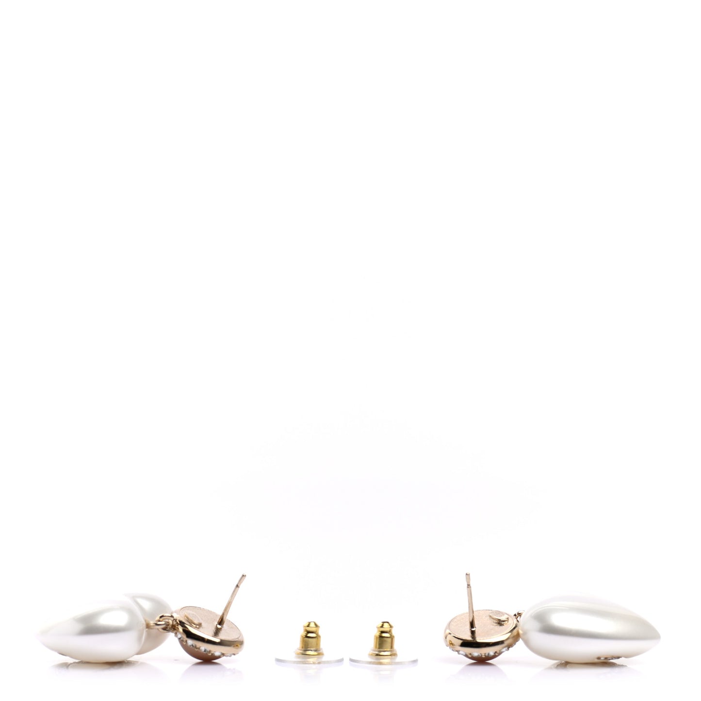 Pearl Resin Crystal CC Heart Drop Earrings Pink Gold