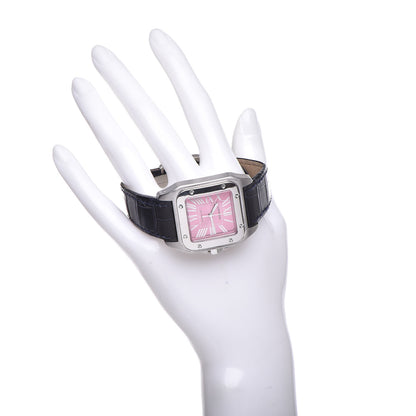 Cartier Stainless Steel Alligator 33mm Santos 100 Automatic Watch Pink 2 of 10