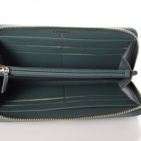 Chanel Lambskin Quilted Large Gusset Zip Around Wallet Blue 5 of 9