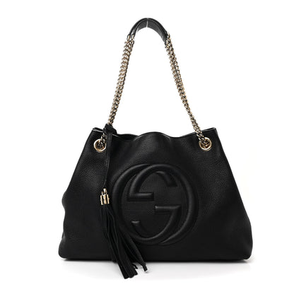 Gucci Pebbled Calfskin Medium Soho Chain Shoulder Bag Black 1 of 11