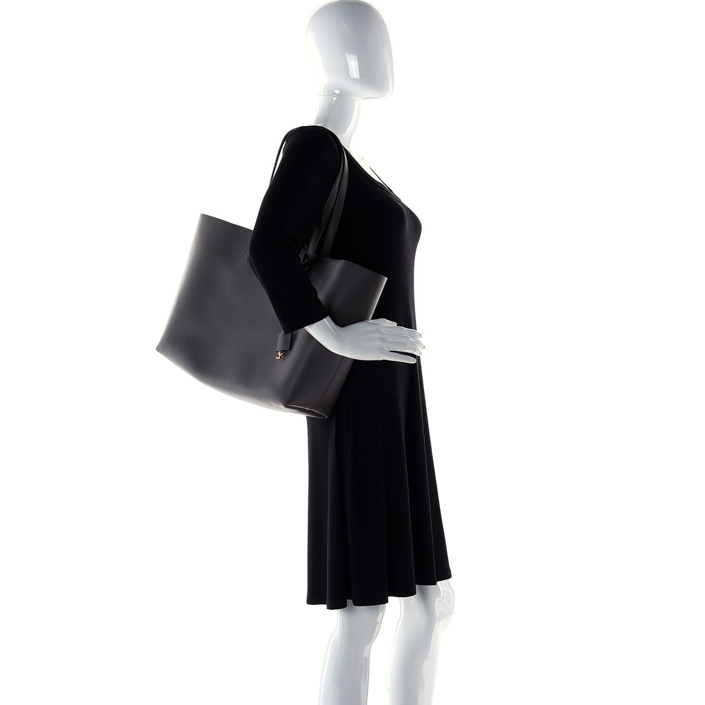 Calfskin Large Shopping Tote Pebble
